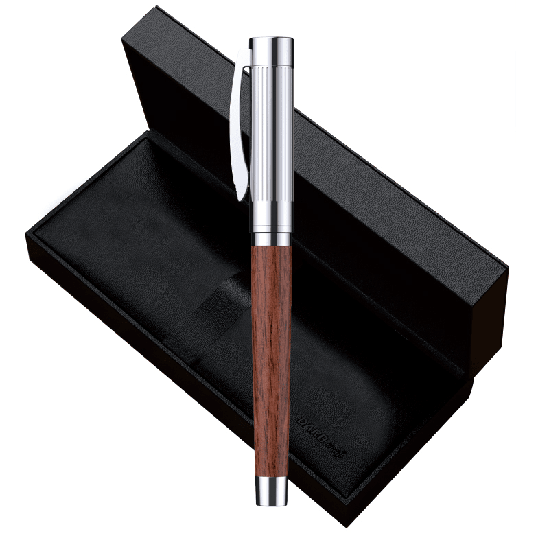 德柏高端原木钢笔德国笔尖花梨木商务办公练字送礼刻字 花梨木【单只礼盒装】 0.5mm_F_标配_明尖