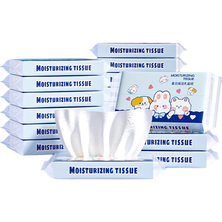 蓝漂萌宠乳霜纸婴儿保湿纸30抽加厚云柔巾柔纸巾鼻炎不泛红感冒纸 3层 30抽*16包
