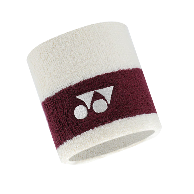 尤尼克斯（YONEX）運動護腕吸汗高彈防護健身護腕AC006055CR珍珠白紅2只裝