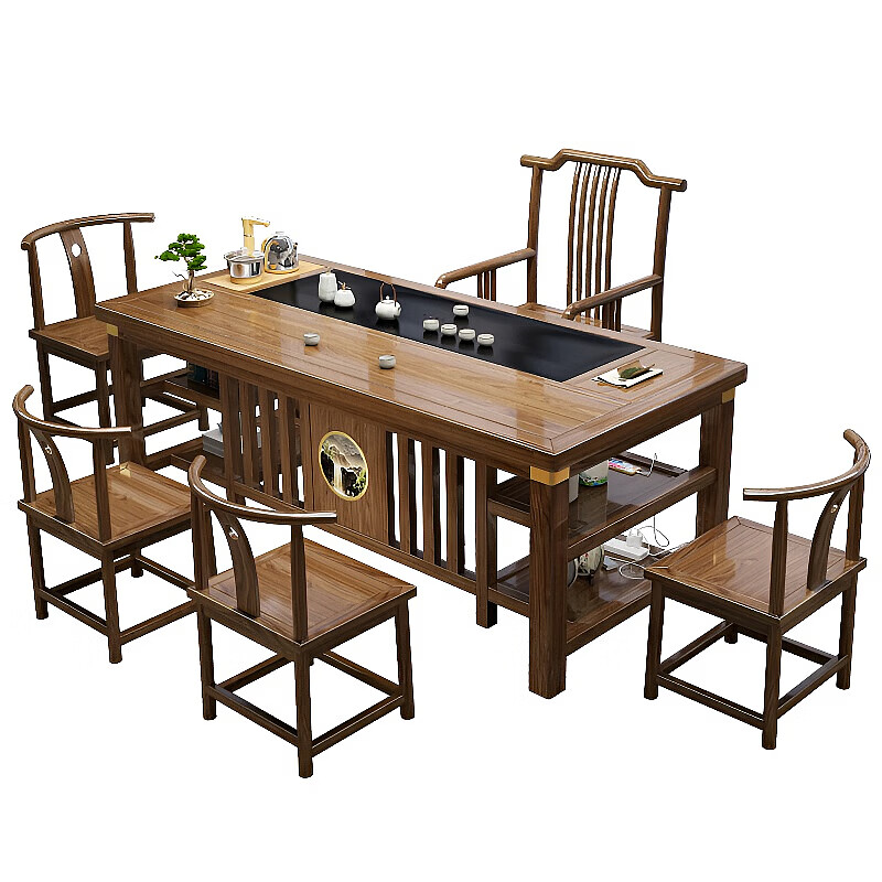梵盛林2026新款实木茶桌新中式办公室阳台茶几套装一体大小户型茶台茶桌 [走量款库存仅剩20件]1 组装