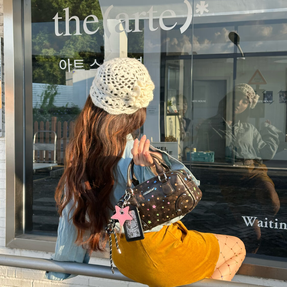 CULTIVATOR原创小众复古星星撞色卡套斜挎波士顿2025秋冬【生日礼物】 银色(预售 下单后15天内发出)