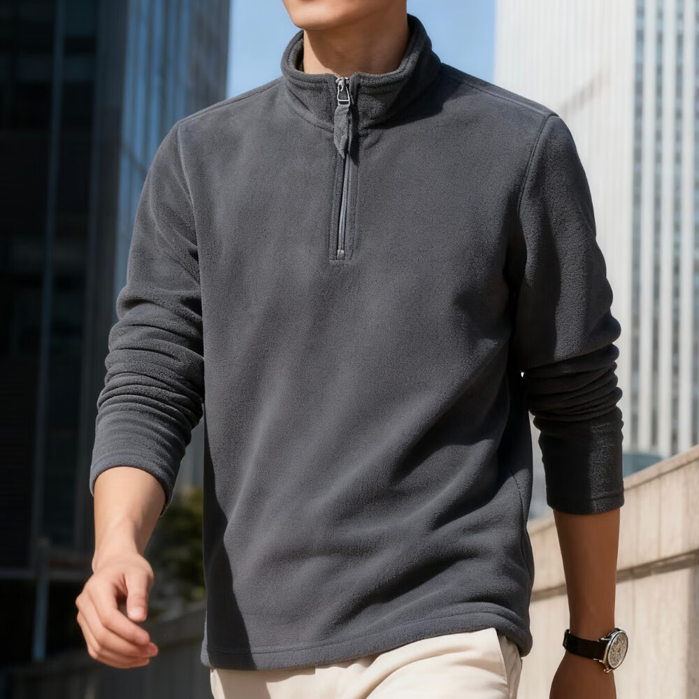 布卡澜琦男士长袖t恤立领摇粒绒套头卫衣秋冬加厚保暖半拉链休闲百搭上衣 T11【灰色】摇粒绒 2XL 京东折扣/优惠券