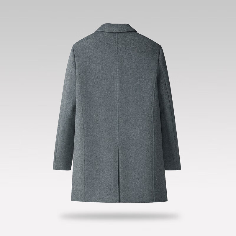 H 2000【达人专属】2025秋冬男士纯色手工缝接平驳领双面呢大衣D4W08800 蓝灰 L 175 推荐125-145斤