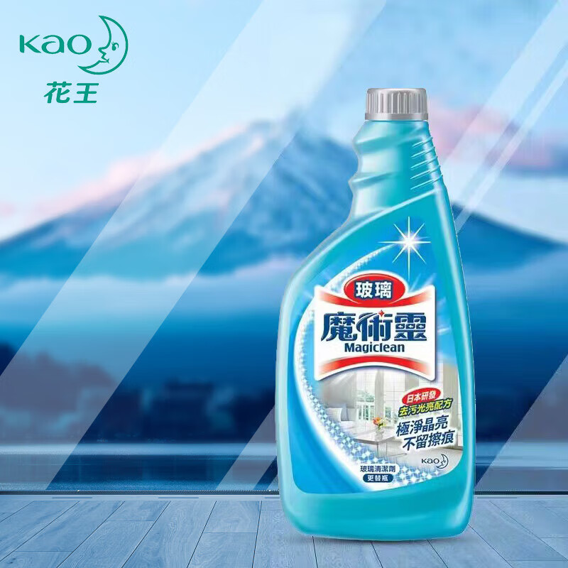花王（KAO）玻璃清洁剂500ml强力去污玻璃水家用擦窗浴室卫生间去水垢经济瓶装