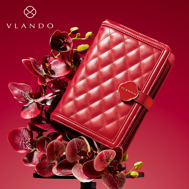 VLANDO生日礼物真皮黄金首饰收纳包2026新款结婚礼物首饰收纳册 锦鲤红