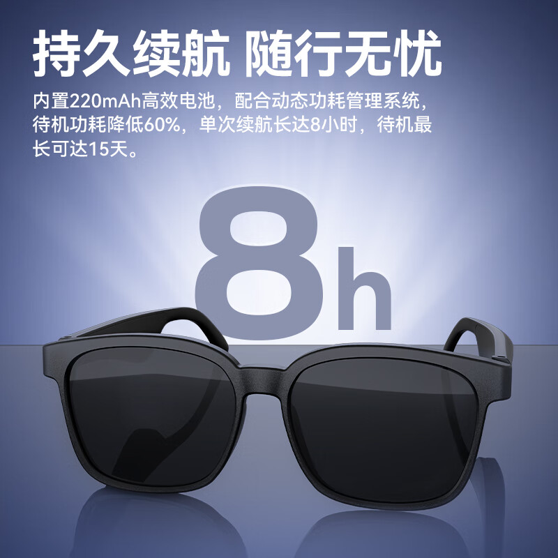 魔声(Monster)AGR1眼镜式蓝牙无线耳机智能二合一防蓝光长续航超低延迟音画同步高清护眼接打电话呼叫语音助手 墨睿黑【超低延迟+音画同步+8H续航】