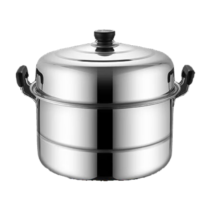 加厚不锈钢双层蒸锅家用二三层锅大号汤锅蒸馍蒸鱼锅电磁炉通用 26cm【双层蒸锅】防烫手柄-加厚品质款 26cm