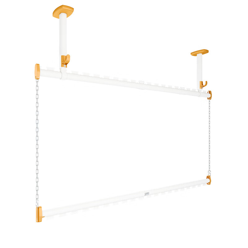 嘉顺迪包安装铝合金上下双层阳台晾衣杆家用顶装固定式晾衣架悬挂晒衣杆 【上下双层】雅白3米（配底座50cm） 不包安装