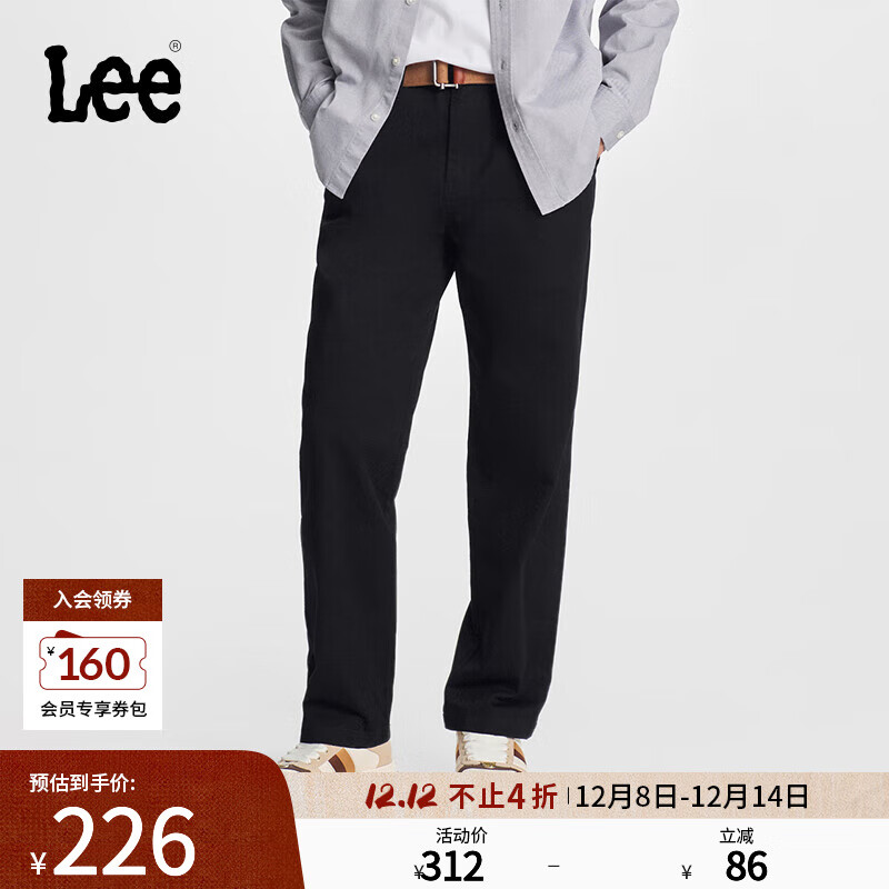 Lee舒适直筒斜纹布Logo织标多色男休闲裤显瘦潮流LMB008151204 黑色 28
