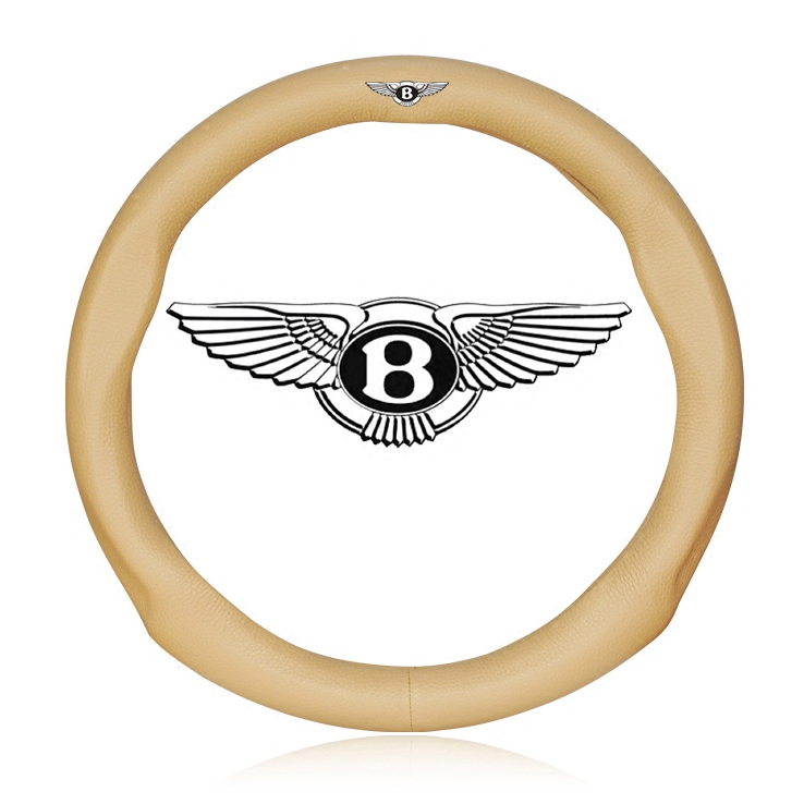 适用于宾利汽车方向盘套真皮/慕尚/雅致/添越/欧陆/飞驰高档车用改装把套男女士四季通用 方向盘套-棕色 宾利