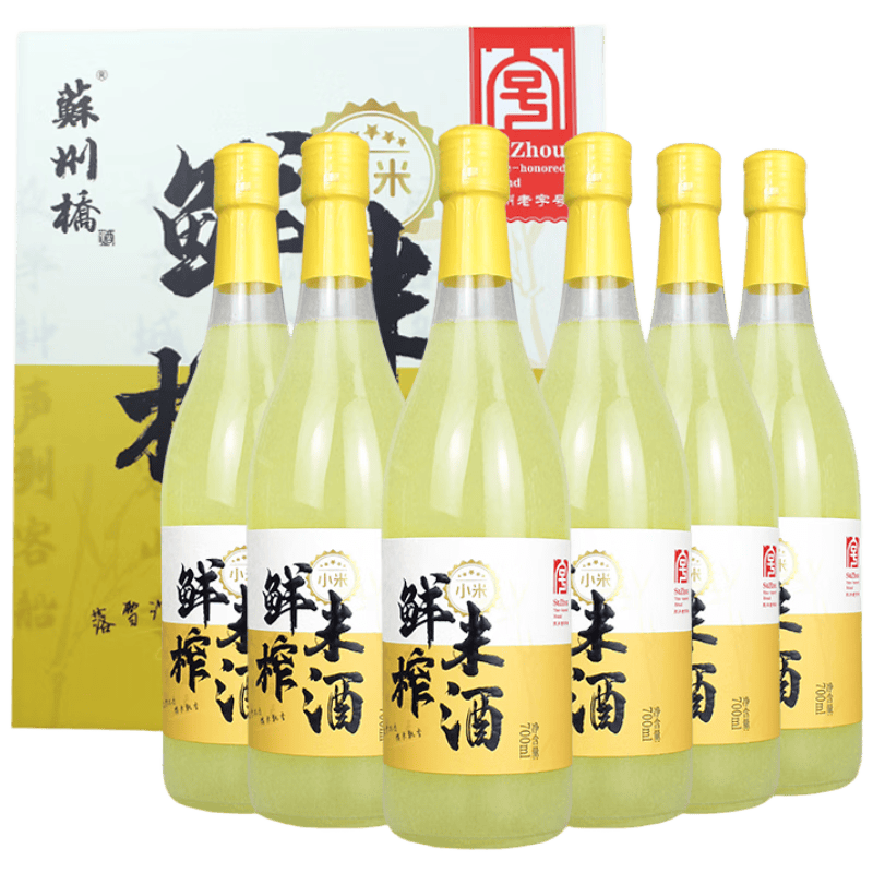 苏州桥小米鲜榨米酒700ml*6整箱装8度甜米酒