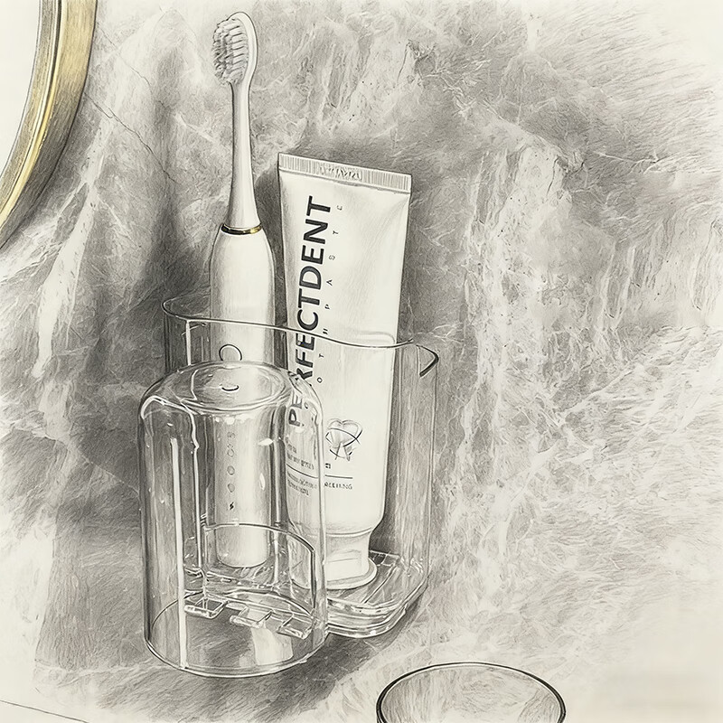 尔思家牙刷置物架免打孔刷牙杯漱口杯架子壁挂式卫生间情侣牙缸牙具挂架 透明色1个装