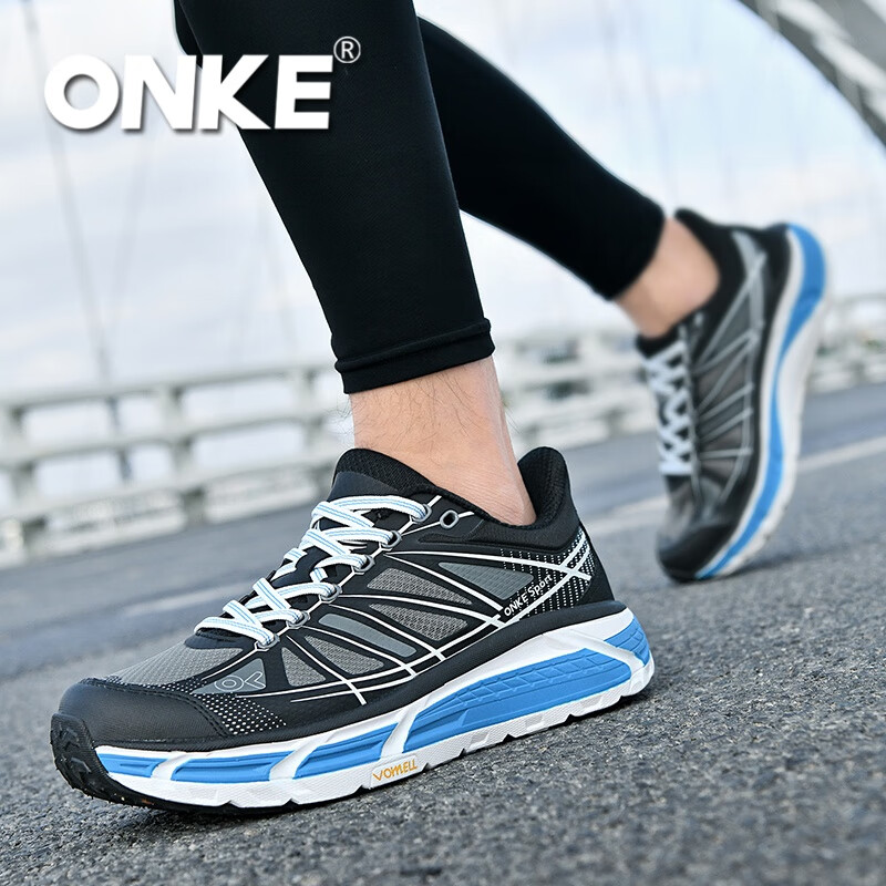 ONKE跑步鞋女冬季新款轻便透气防滑减震男女鞋厚底增高耐磨运动跑步鞋 普鲁士蓝 39