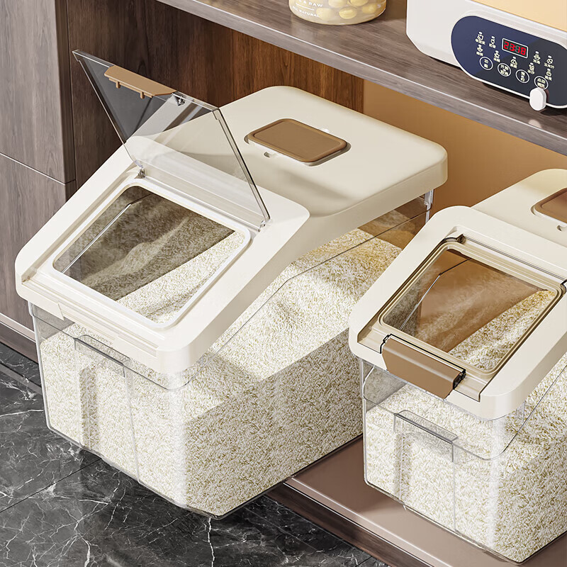 【厂家直发】米桶家用2025新款密封五谷杂粮收纳盒面粉盒储粮桶 滑轮款10斤+量杯1个 1个