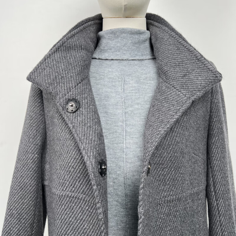 撤柜羊毛呢大衣中长款秋冬设计师多色多款收腰 黑色(02) L