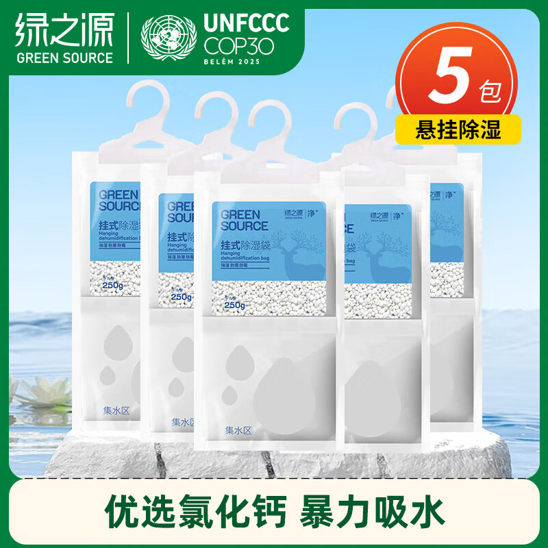 绿之源 可挂式250g*5袋回南天除湿袋干燥剂除湿防潮家用回南天神器