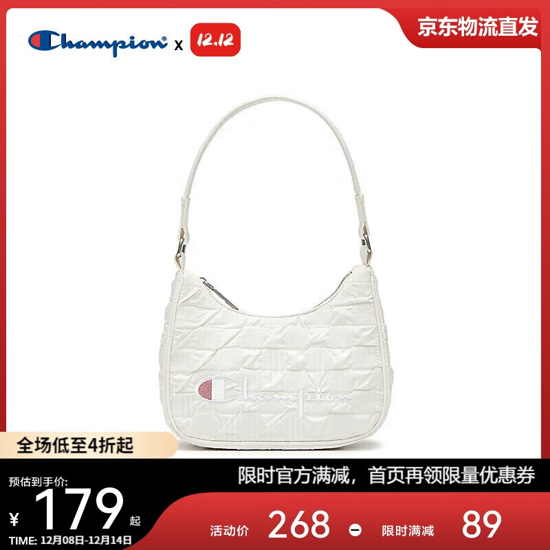 Champion美国冠军2025新款单肩包女男 潮流休闲时尚腋下包25FWG85 中白 