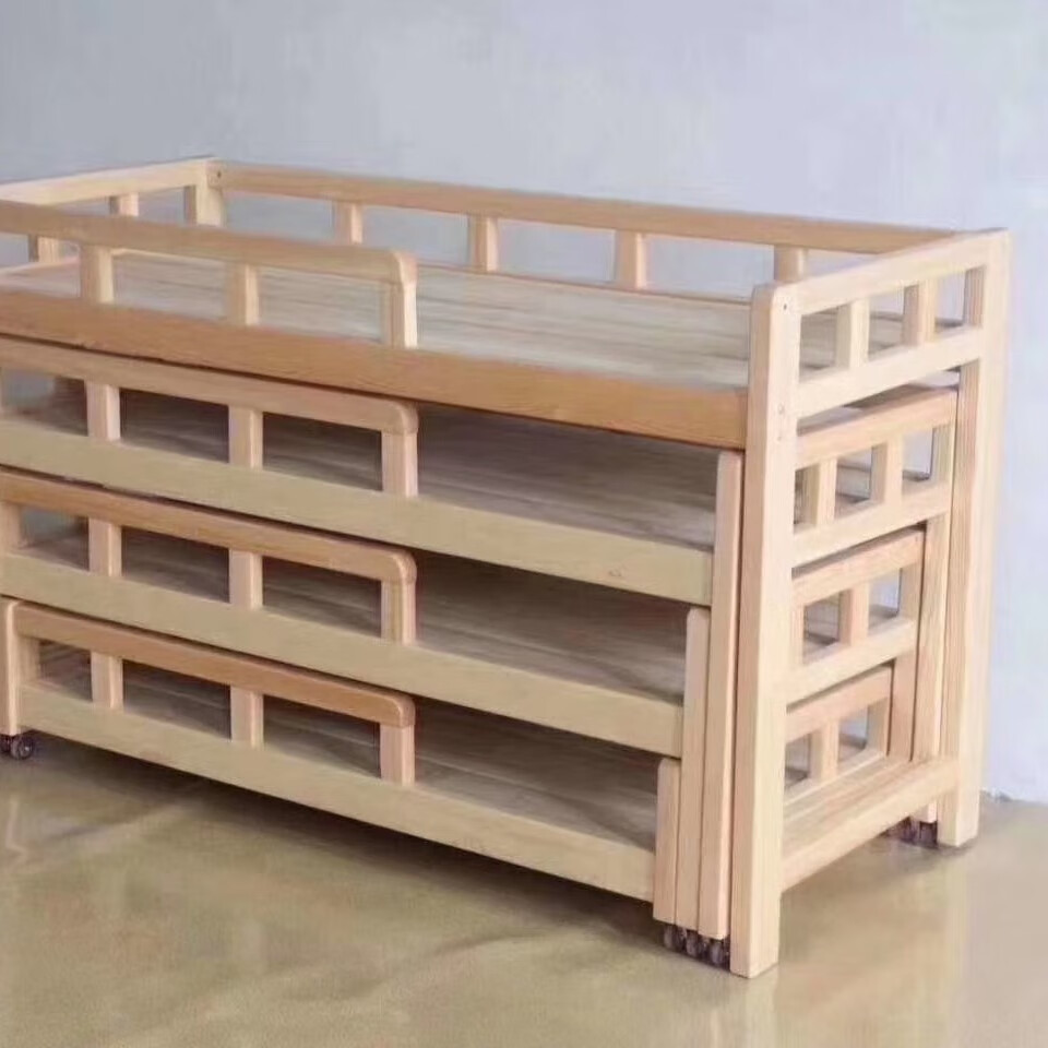 幼儿园床午睡三层四层推拉床实木抽屉式拖拉床多层午休午托床 四层
