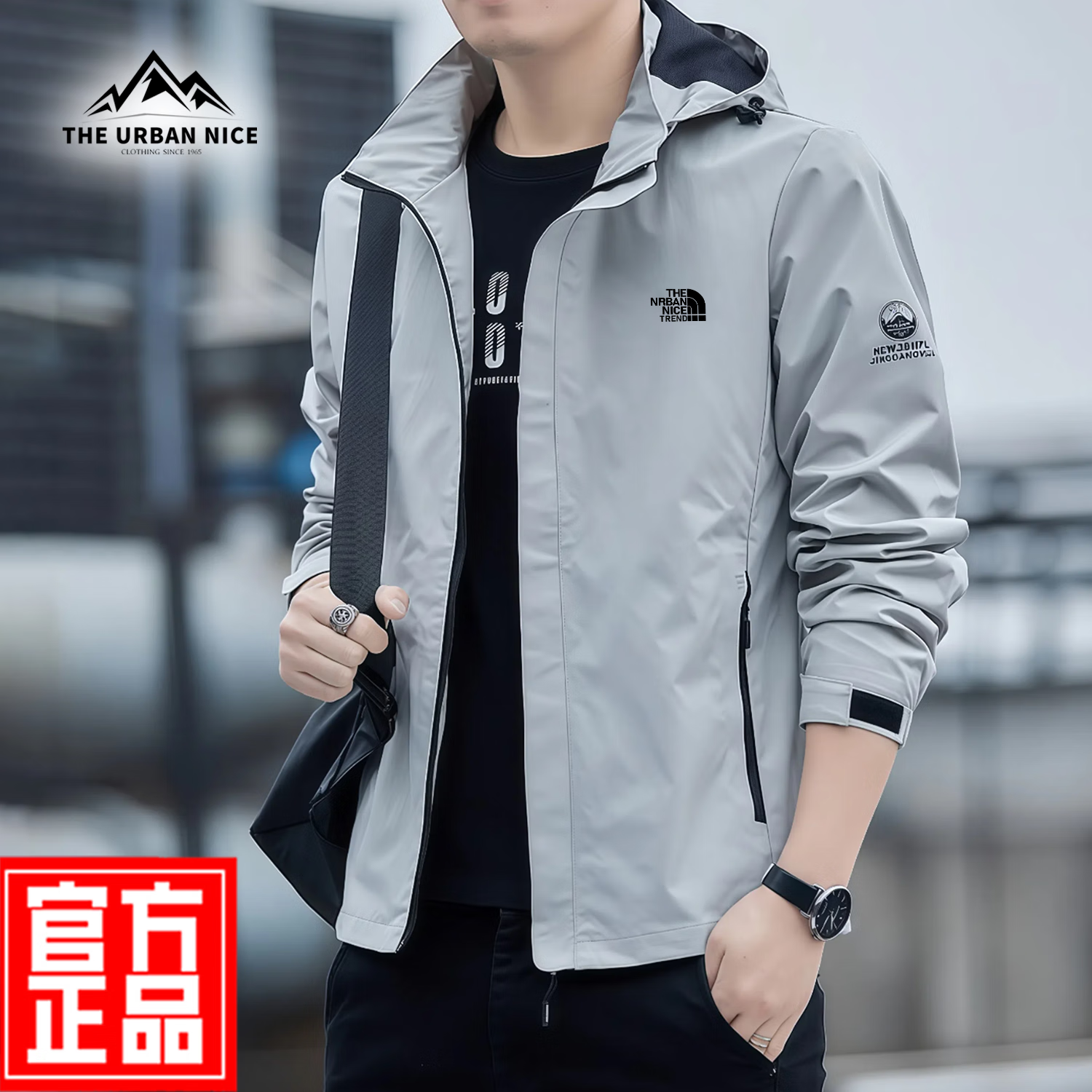 THE URBAN NICE官方品牌夹克男2026秋冬季新款三防外套男士宽松休闲户外冲锋衣 奢华黑-标准款 -官方正品 3XL 码【建议145-160斤】