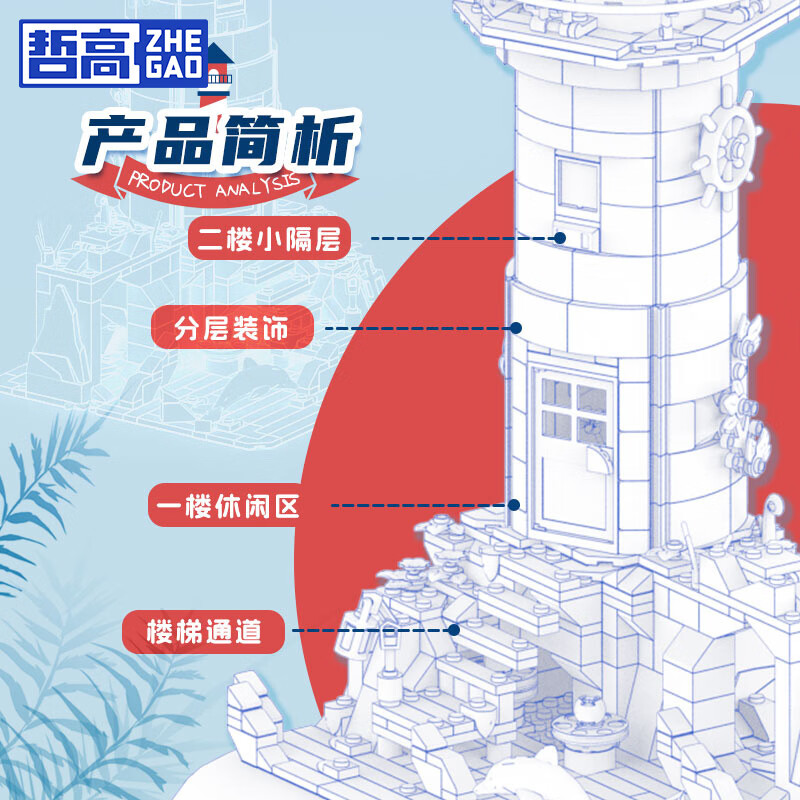 哲高积木拼装渔村海岛灯塔街景创意模型摆件男友送女朋友生日礼物 音乐海岛灯塔-909PCS