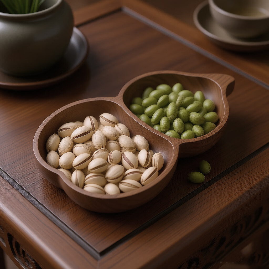 LIUIUSU整木葫芦分格盘 新中式创意实木果盘福禄托盘加厚胡桃木水果盘 北美黑胡桃木整木（22*13*3cm） 1个