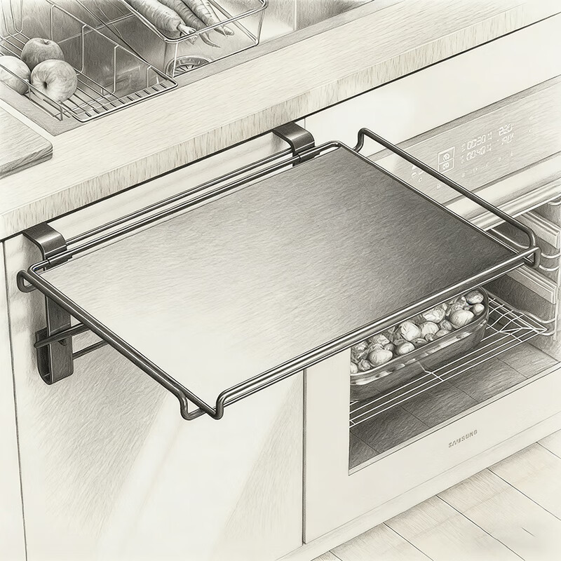 尔思家厨房置物架橱柜门上壁挂架可折叠辅助台悬挂桌子收纳架隔板毛巾架 黑色