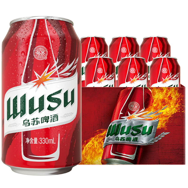 乌苏啤酒（wusu）红乌苏劲大超爽罐装啤酒330ml*24罐啤酒整箱味浓劲大上头-A 红乌苏 330mL 24罐 整箱装 非原箱