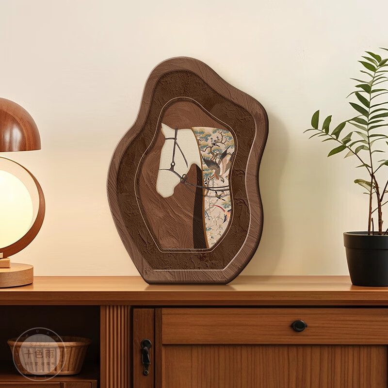 渝鼎福中古风桌面摆件装饰画斗柜玄关床头柜摆台复古艺术小众高级感摆画 马到成功装饰画 15*20cm 京东折扣/优惠券