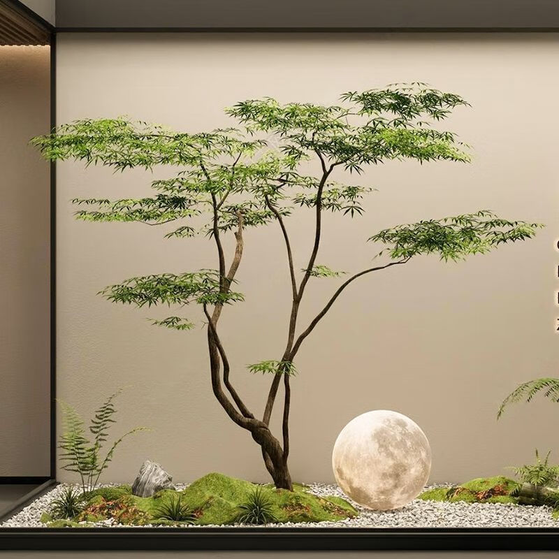 OYKTN仿真绿植景观造景枫树植物假树别墅天井商场橱窗氛围树装饰摆件 【甄选】设计师原创/绿/枫150cm高A