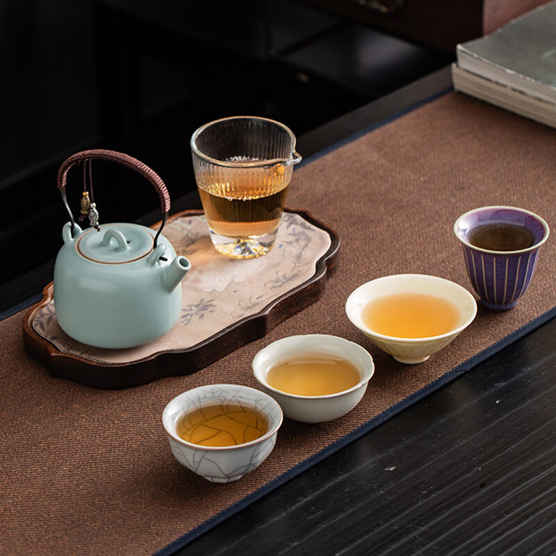 哲选（zhexuan）提梁壶五大名窑一壶四杯茶具茶杯套装 商务伴手礼 送长辈礼物
