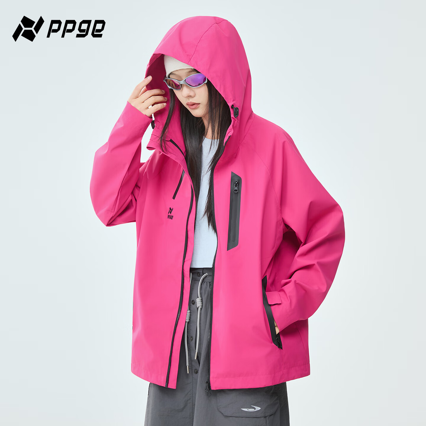 PPGE三合一冲锋夹克秋冬防风防水耐磨户外登山衣服男女同款运动外套 弗洛伊德红三合一 S