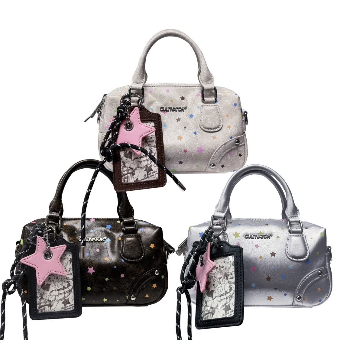 CULTIVATOR原创小众复古星星撞色卡套斜挎波士顿2025秋冬【生日礼物】 银色(预售 下单后15天内发出)