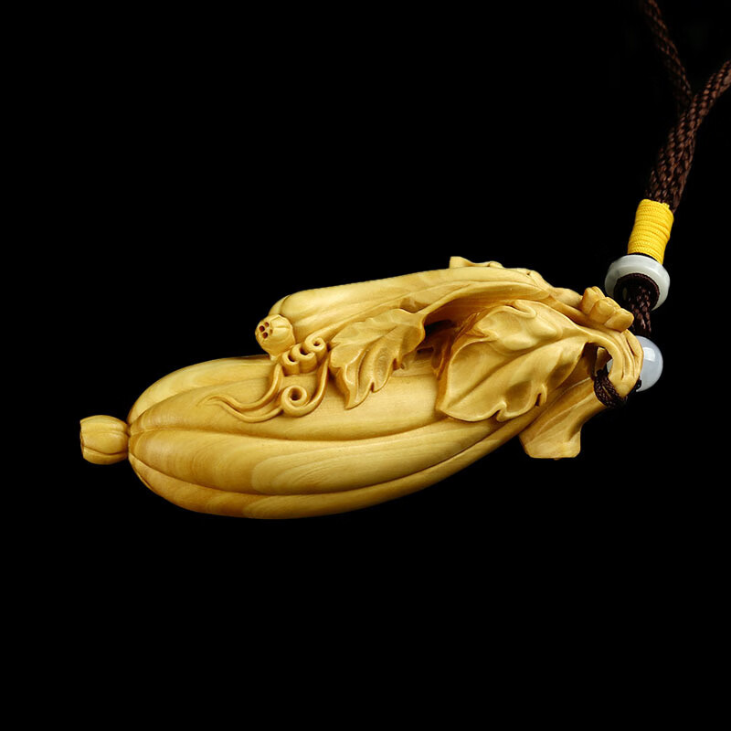 嘉韻藝居黃楊木雕手把件實(shí)木雕刻植物絲瓜思念隨身把玩車掛飾茶盤(pán)茶寵擺件 4*3*9.5cm