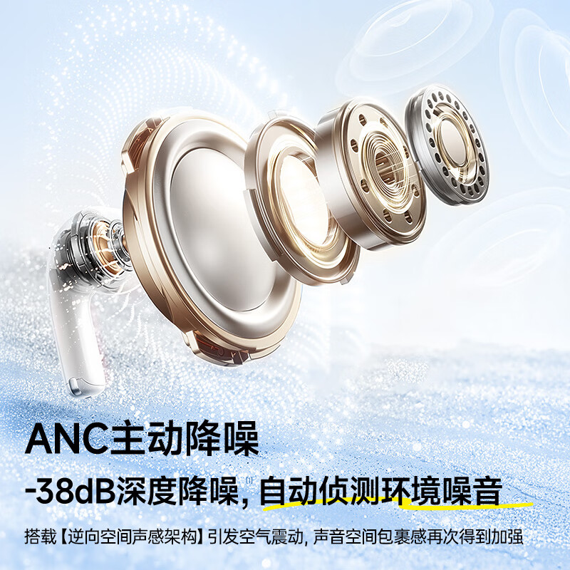 名创优品(MINISO)MR2 真无线蓝牙耳机入耳式 舒适佩戴主动降噪运动游戏低延迟音乐高音质超长续航高清通话轻巧 皓月白丨ANC主动降噪【舒适不漏音】