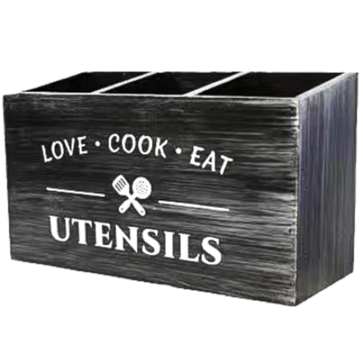 欧式刀叉收纳盒 家用厨房分格分类木质整理盒 筷子勺子餐具置物架 灰色(长30CM,宽12CM,高17CM)