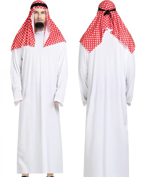 zhouyouyang沙特阿拉伯服装  阿拉伯王子服装白袍男阿拉丁服装中东