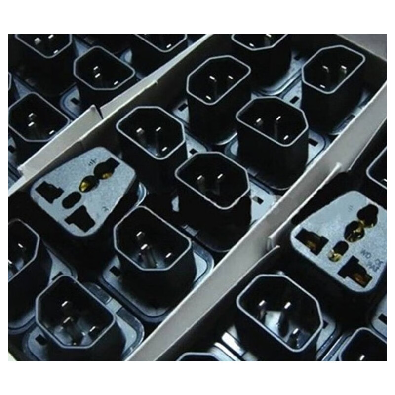 春程C19 PDU机柜电源转换器一转二插座电脑C5C7转接头UPS服务器IEC320C14转C13品字公母头梅花八字插头 C14品字一转二转换头 10A/16A 250V