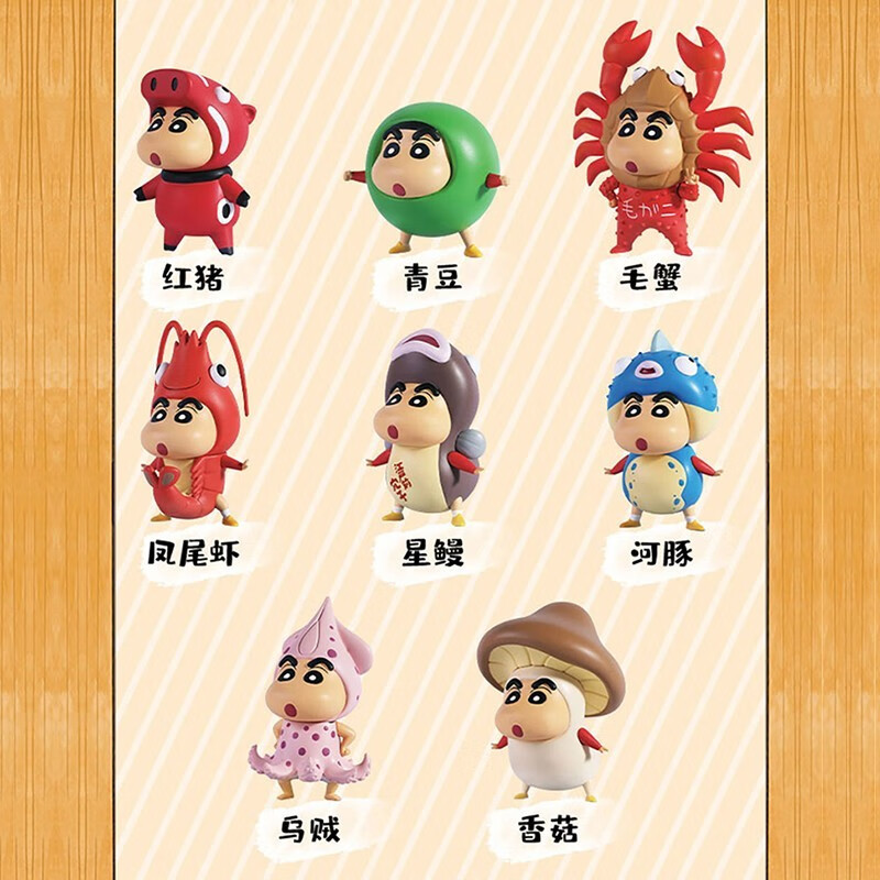 昱钧蜡笔小新食材系列盲盒手办模型cos变装食物美食文化男孩玩具礼物