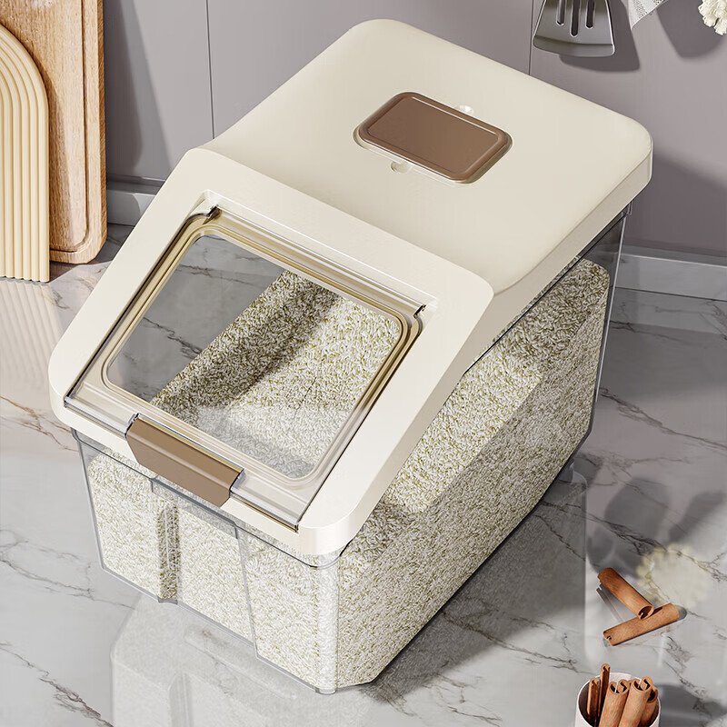 【厂家直发】米桶家用2025新款密封五谷杂粮收纳盒面粉盒储粮桶 滑轮款10斤+量杯1个 1个