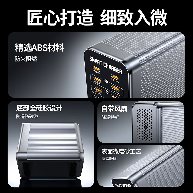 万隆欣氮化镓充电器10口桌面充电站type-c多接口充电器头pd100W超级快充适配苹果17安卓手机笔记本电脑 425W氮化镓桌面快充