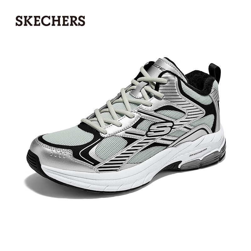 斯凯奇（Skechers）秋冬新款男时尚休闲运动鞋保暖复古风格厚底缓震老爹鞋8790356 WBLK/WBLK 41