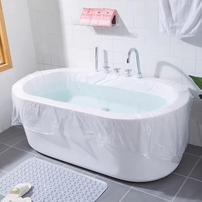 浴缸一次性泡澡袋套旅行出差酒店加厚加大洗澡浴桶盆塑料膜独立装 10袋【加厚加长120*320】含6个固定贴