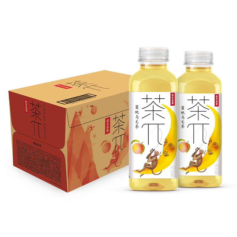 农夫山泉 茶π（茶派）果味茶饮料 饮品 500ml*15 整箱装 蜜桃乌龙味