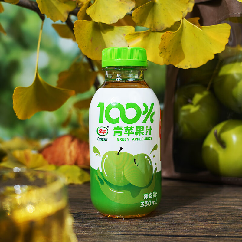 牵手100%青苹果汁瓶装330ml*1瓶/*6瓶/*15瓶 青苹果汁330ml*6