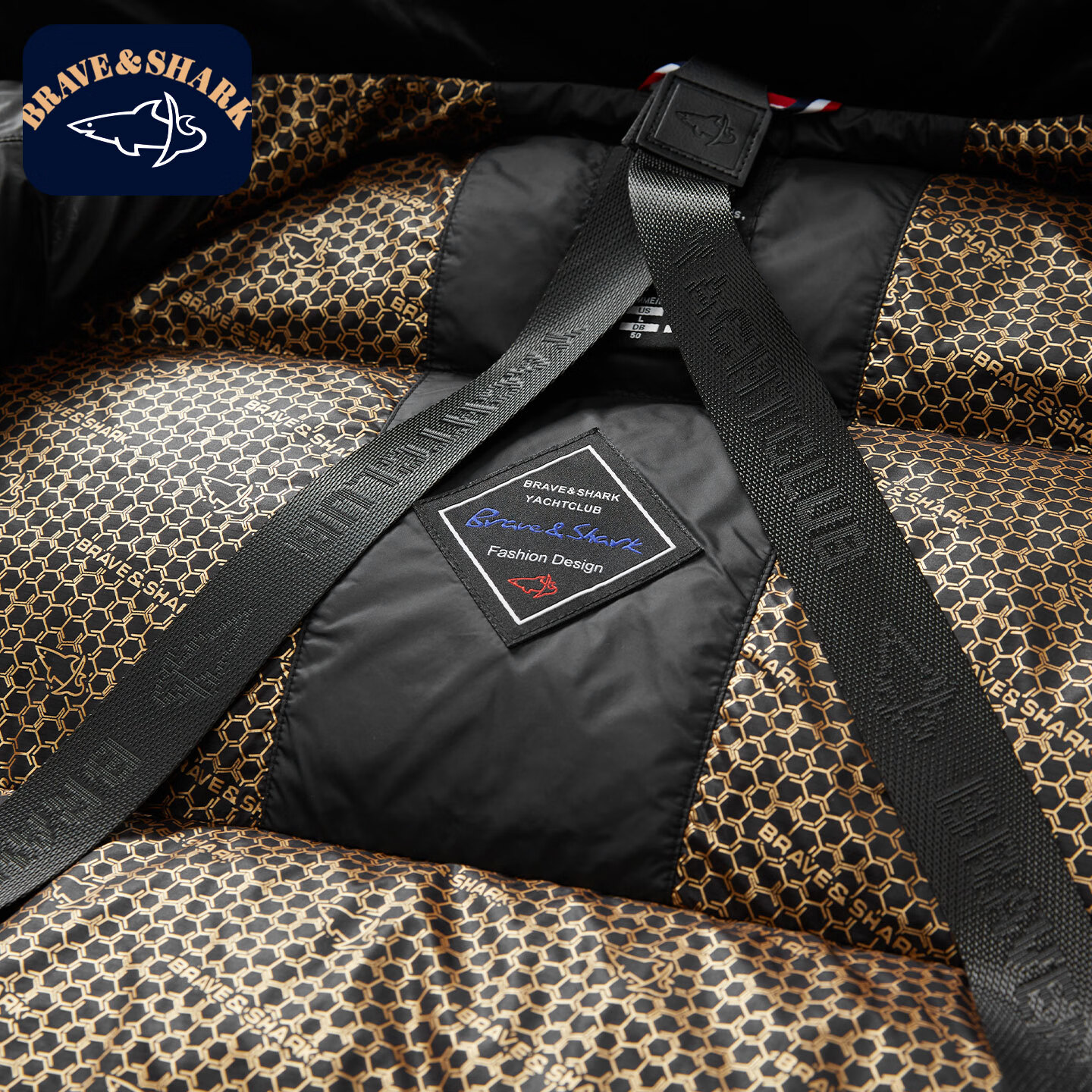 勇士鲨鱼（BRAVE&SHARK）长款白鹅绒羽绒服男2025冬季新款连帽加厚保暖外套男户外保暖外套 黑色 4XL 推荐200-220斤