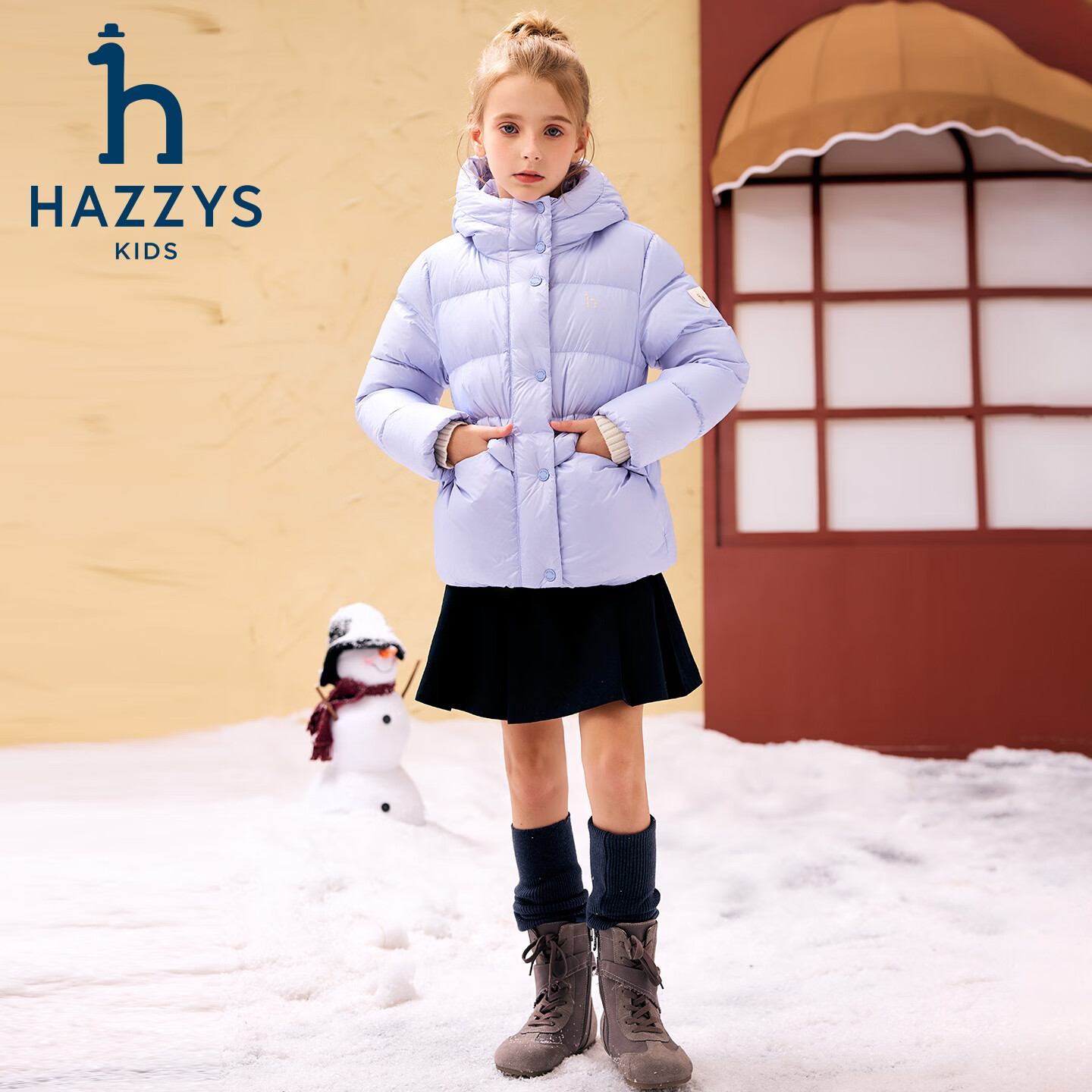 哈吉斯(HAZZYS)童装女童羽绒服2025冬新安心羽绒抑菌保暖厚外套 钻石黑 165