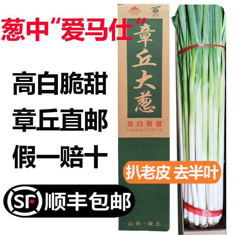 【顺丰】山东章丘大葱 新鲜生吃水果甜葱 当季蔬菜 【出口葱王】8斤礼盒 带叶1.5米+