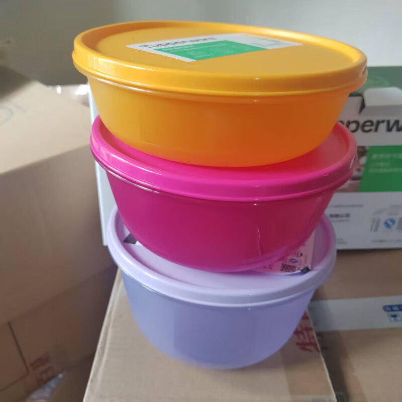 特百惠保鲜圆碗3件套冷藏密封储藏冰鲜蔬菜水果保鲜盒新色密封圆碗组3件 碗组3件套
