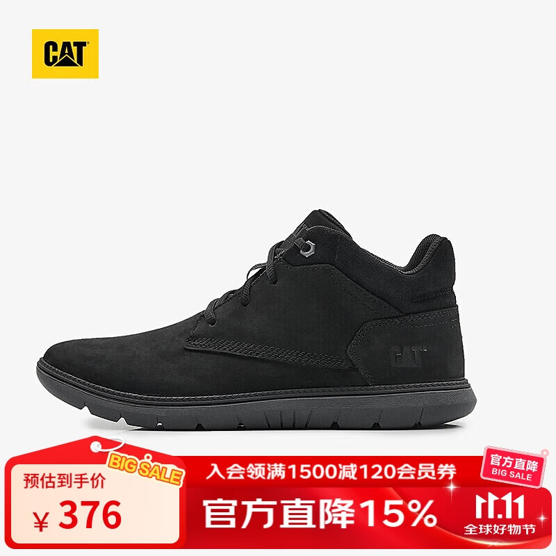 CAT卡特25秋冬新款男士舒适出行牛皮软橡胶大底中帮工装靴休闲靴