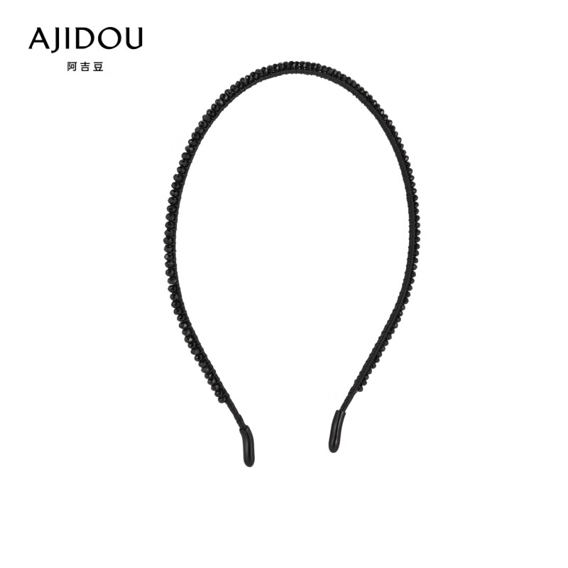 AJIDOU生日新年礼物阿吉豆发箍女女神ins风简约百搭水晶细头箍发饰 黑色 1个